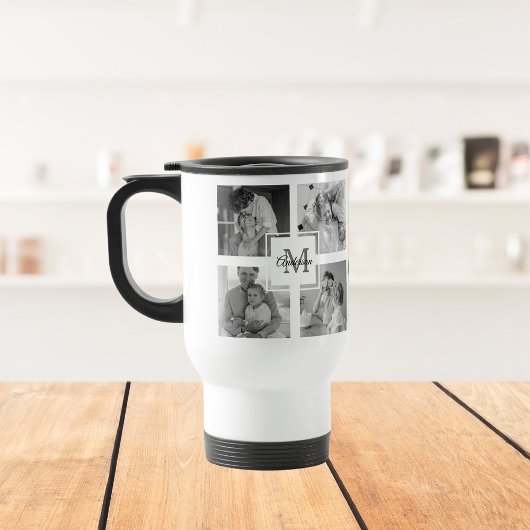 Mug De Voyage Photo Famille Collage tendance Noir & Blanc Initia