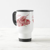 Mug De Voyage Photo Knitter rose et blanc (Devant gauche)