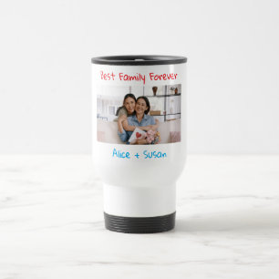 Mug De Voyage Photo meilleure Famille pour toujours noir blanc