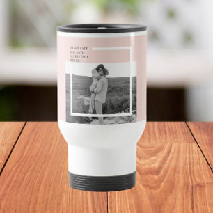 Mug De Voyage Photo moderne Pastel Pink Famille Beau Cadeau