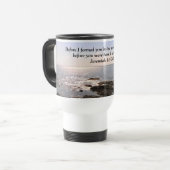 Mug De Voyage Photo Ocean avec Jérémie 1:5 Dieu vous connaissait (Devant gauche)