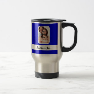 Mug De Voyage Photo personnalisée en bleu et blanc