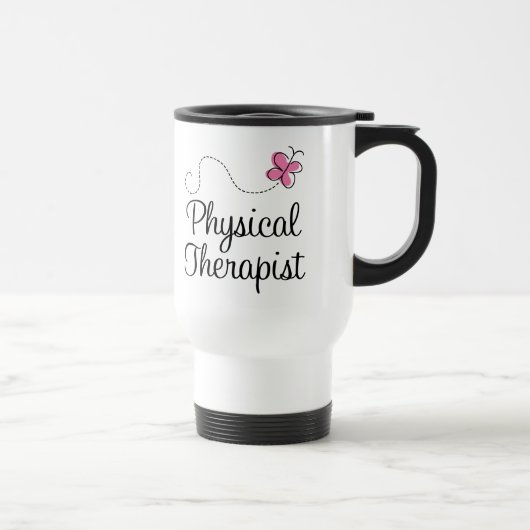 Mug De Voyage Physiothérapeute rose mignon de papillon (Droite)