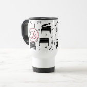 Mug De Voyage Piano Clarinet Music Script Monogramme (Devant gauche)