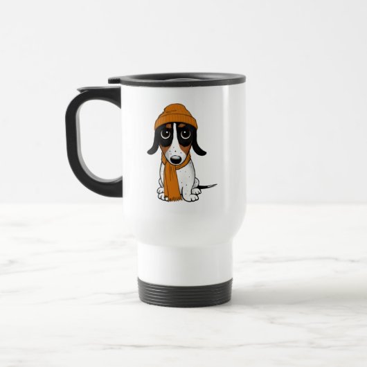 Mug De Voyage Piebald Dachshund Chien Hipster (Gauche)
