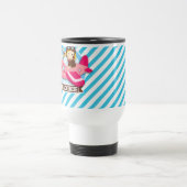 Mug De Voyage Pilote fille en avion rose; Bleu et Blancs (Centre)