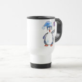 Mug De Voyage Pingouin blanc mignon avec Lollipop (Devant droit)