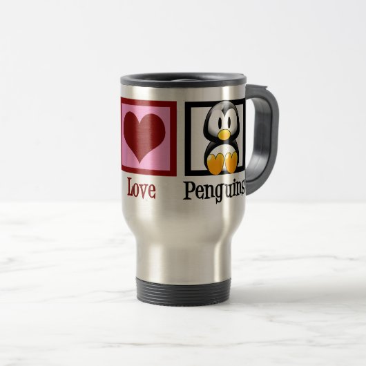 Mug De Voyage Pingouins Peace Love (Devant droit)