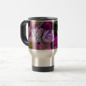 Mug De Voyage Pink and Violet Flowers Monogram (Devant gauche)