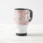 Mug De Voyage Pink cherry blossom monogram (Devant droit)