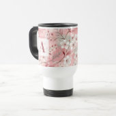 Mug De Voyage Pink cherry blossom monogram (Devant gauche)