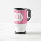 Mug De Voyage Pink Happy Crème de glace rayures Monogramme amusa (Devant droit)