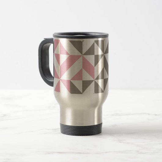 Mug De Voyage Pink Raspberry and Silver Geometric ZigZag (Devant gauche)