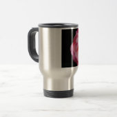 Mug De Voyage Pink Rose w/ Dew Drops Black Background (Devant gauche)