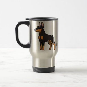 Mug De Voyage Pinscher de dobermann de bande dessinée (oreilles