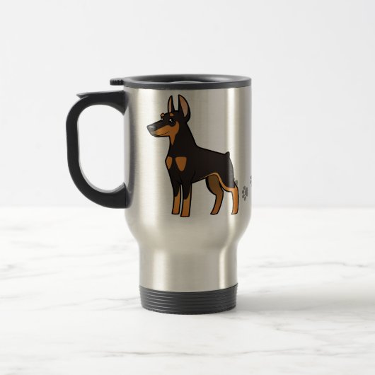 Mug De Voyage Pinscher de dobermann de bande dessinée (oreilles (Gauche)
