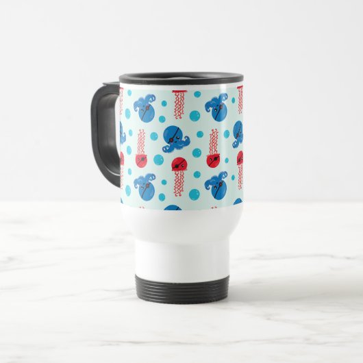 Mug De Voyage Pirate Octopus, Pirate Jellyfish, Sea Animaux (Devant gauche)