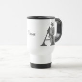 Mug De Voyage Pivoine argentée Elégant monogramme initial A Nom  (Devant droit)