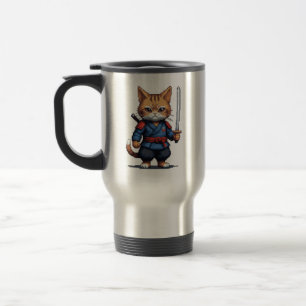 Mug De Voyage Pixel de chats Samurai