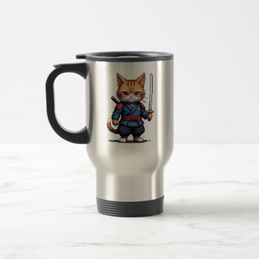 Mug De Voyage Pixel de chats Samurai (Gauche)