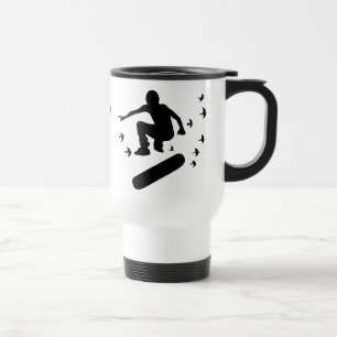 Mug De Voyage planche à roulettes. planche avec des oiseaux.