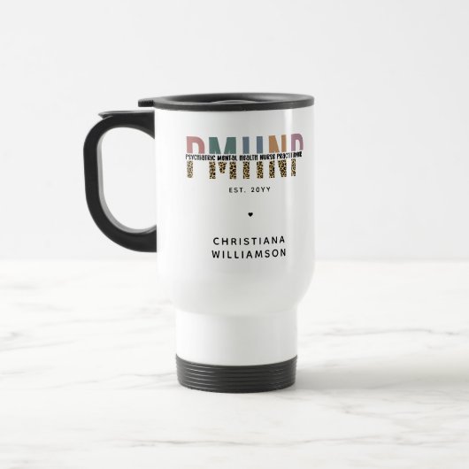 Mug De Voyage PMHNP Empreinte de léopard Psychiatrie Santé menta (Gauche)