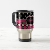 Mug De Voyage Point Polka de treillis monogramme (Devant gauche)
