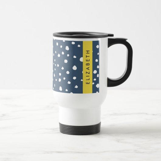 Mug De Voyage Points Dalmatiens Bleus De La Marine, Spots, Dotés (Droite)