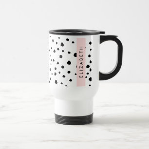 Mug De Voyage Points dalmatiens, Spots, Noir et Blanc, Votre nom