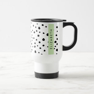 Mug De Voyage Points dalmatiens, Spots, Noir et Blanc, Votre nom