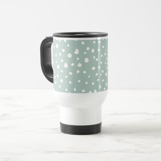 Mug De Voyage Points Dalmatiens verts, Points Dalmatiens, Pots D (Devant gauche)