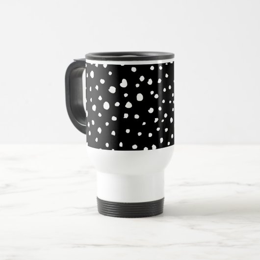 Mug De Voyage Points dalmatiens, Zones dalmatiennes, Noir et Bla (Devant gauche)