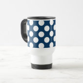 Mug De Voyage Pois Bleus de la Marine, Motif Pot Polka, Votre No (Devant gauche)