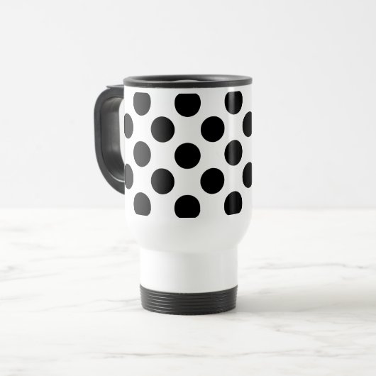 Mug De Voyage Pois, Motif Polka Dot, noir et blanc (Devant gauche)