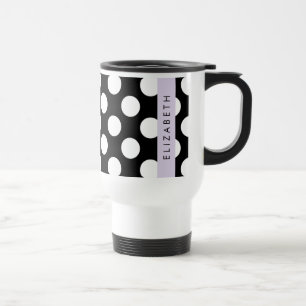 Mug De Voyage Pois noirs et blancs, pointillés, Votre nom
