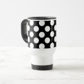 Mug De Voyage Pois noirs et blancs, pointillés, Votre nom (Devant gauche)