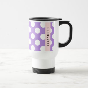 Mug De Voyage Pois violets, Motif Pointe Polka, Votre Nom