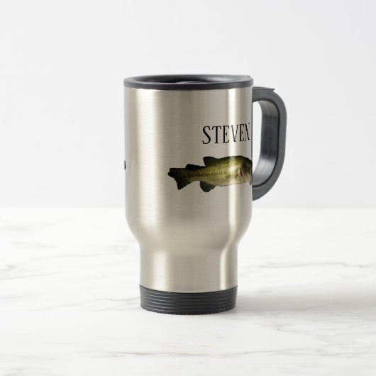 Mug De Voyage Poisson de basse personnalisée Acier inoxydable (Devant droit)