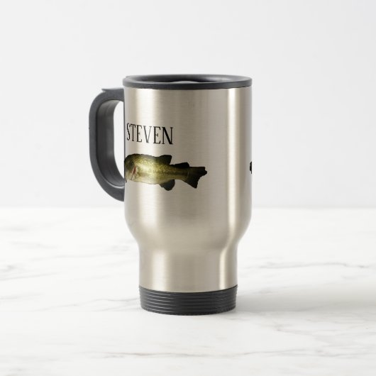 Mug De Voyage Poisson de basse personnalisée Acier inoxydable (Devant gauche)