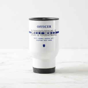 Mug De Voyage Policier personnalisé Ligne Bleue Mince
