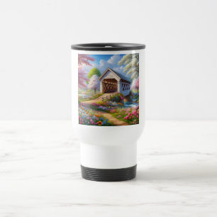 Mug De Voyage Pont fleuri/ressort coloré et rivière