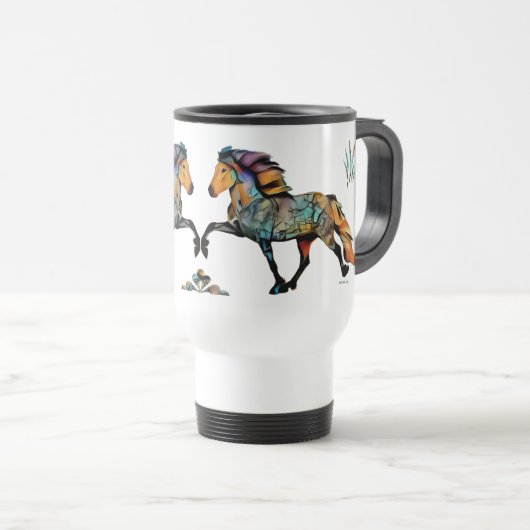 Mug De Voyage Pop Art islandais Cheval (Devant droit)