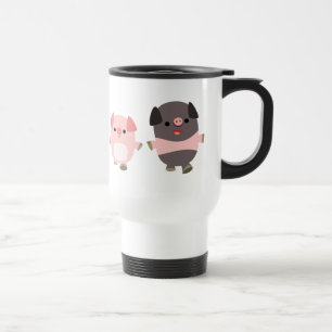 Mug De Voyage Porcs en caricature mignons sur un banc Commuter à