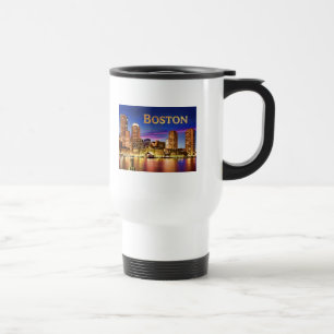 Mug De Voyage Port de Boston au texte BOSTON de nuit