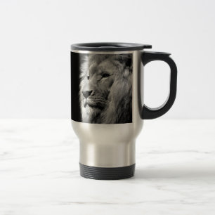 Mug De Voyage Portrait de Lion noir blanc - Photographie d'anima