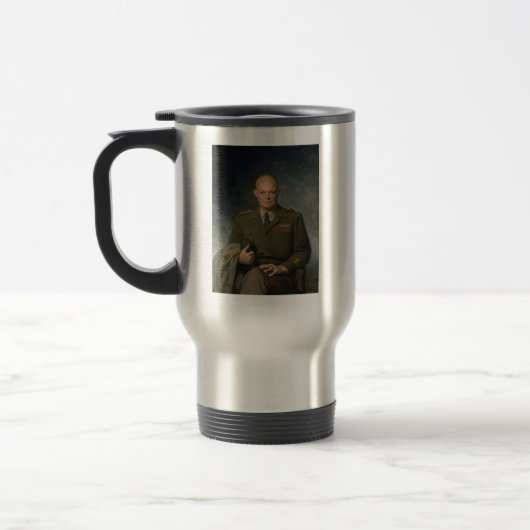 Mug De Voyage Portrait peint de General Dwight Eisenhower 5 étoi (Gauche)