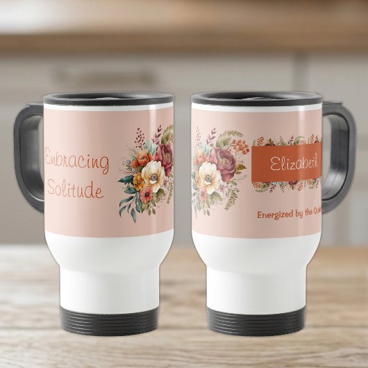 Mug De Voyage Pour les introvertis solitude floral orange