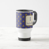 Mug De Voyage Premier nom Blue Gold Stars Monogramme initial (Devant droit)