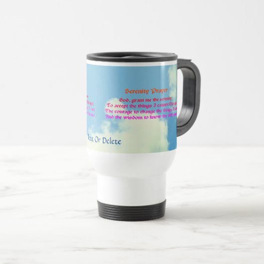 Mug De Voyage Prière de sérénité Ciel bleu Inspiration (Devant droit)