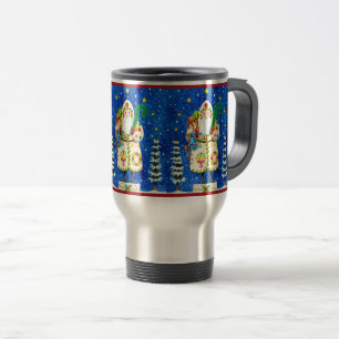 MUG DE VOYAGE PRIMITIVE FOLKART BALTIMORE QUILT PÈRE NOËL